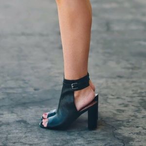 Jeffrey Campbell Canal Leather Peep-Toe Bootie